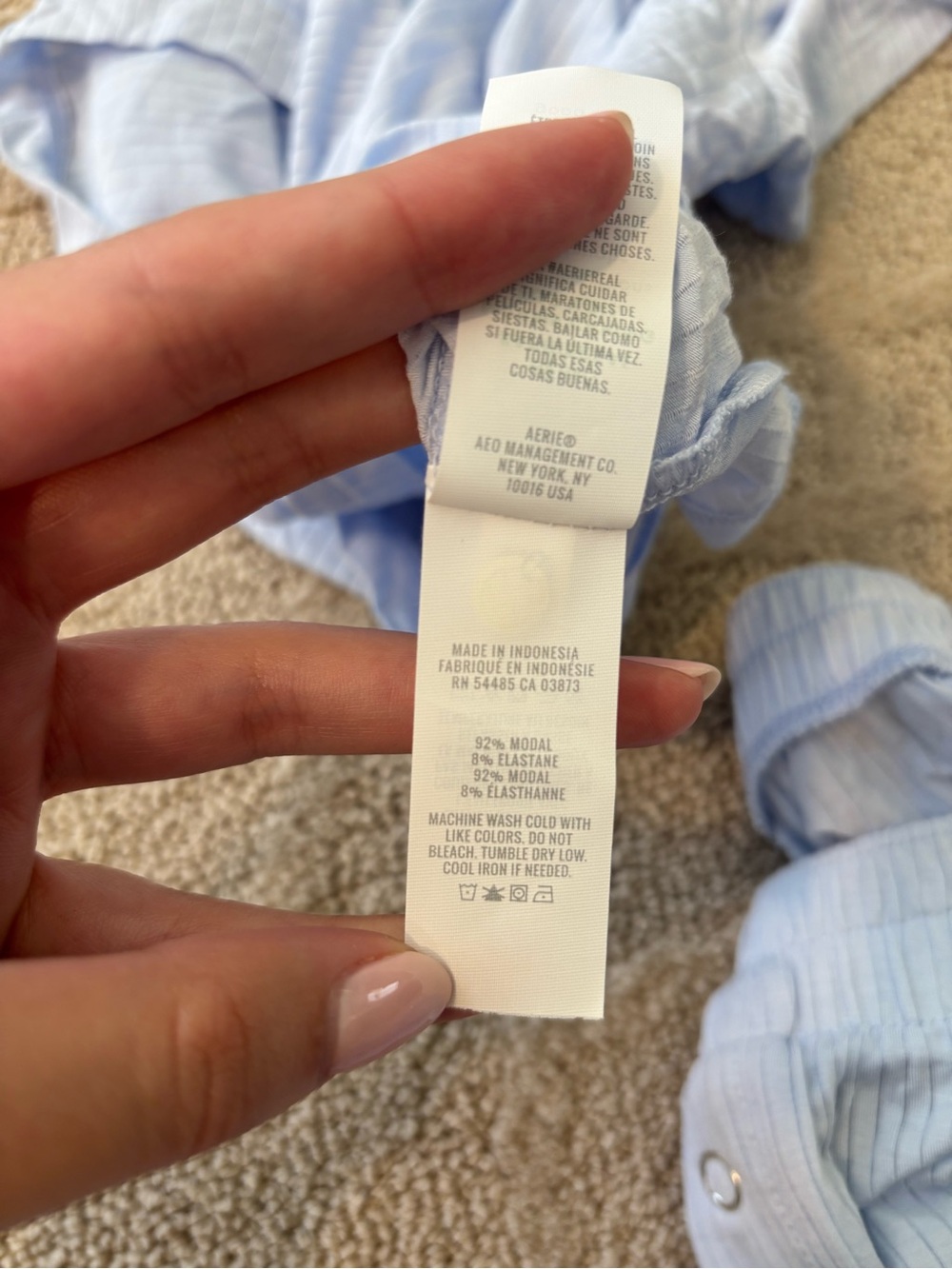 NWT aerie Light Blue Wide-Leg Lounge Tee & Pants Set - Picture 6 of 7